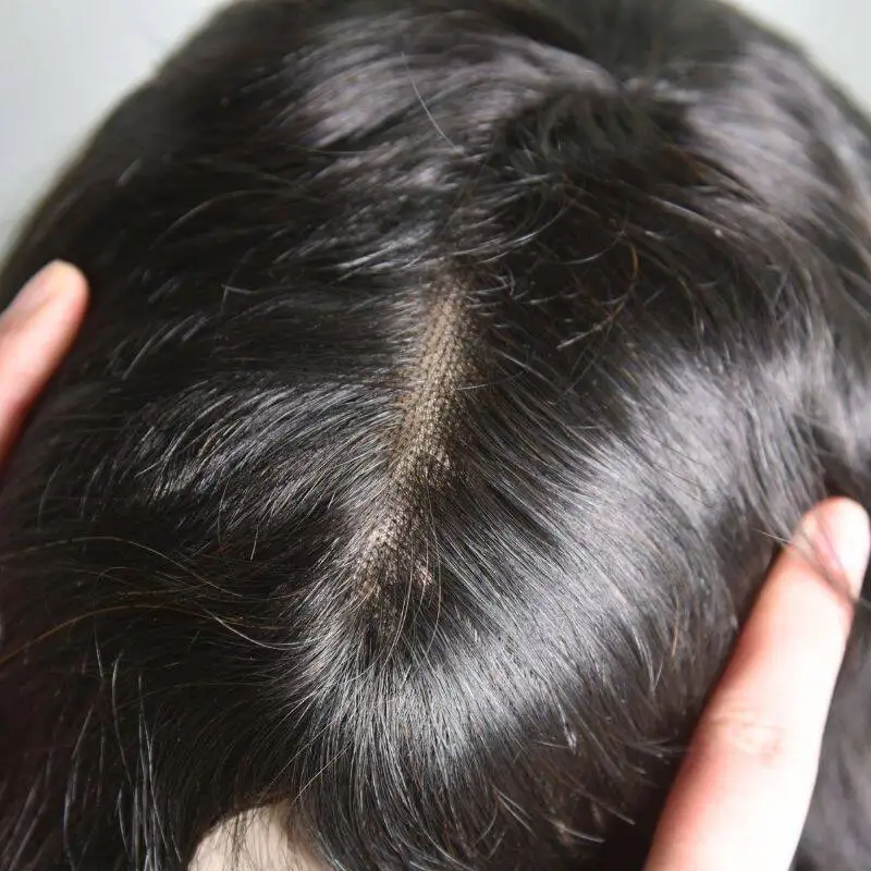 قاعدة أحادية ودانتيل + PU مجموعة شعر مستعار للرجال D7-3 |   قطعة شعر بشري 100% بديلة بعقدة مبيضة