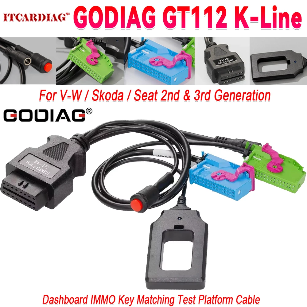 

GODIAG GT112 K-Line для V-W Audi Skoda Seat 2-го и 3-го поколения приборной панели IM-MO соответствует кабелю тестовой платформы VVDI2 IM508