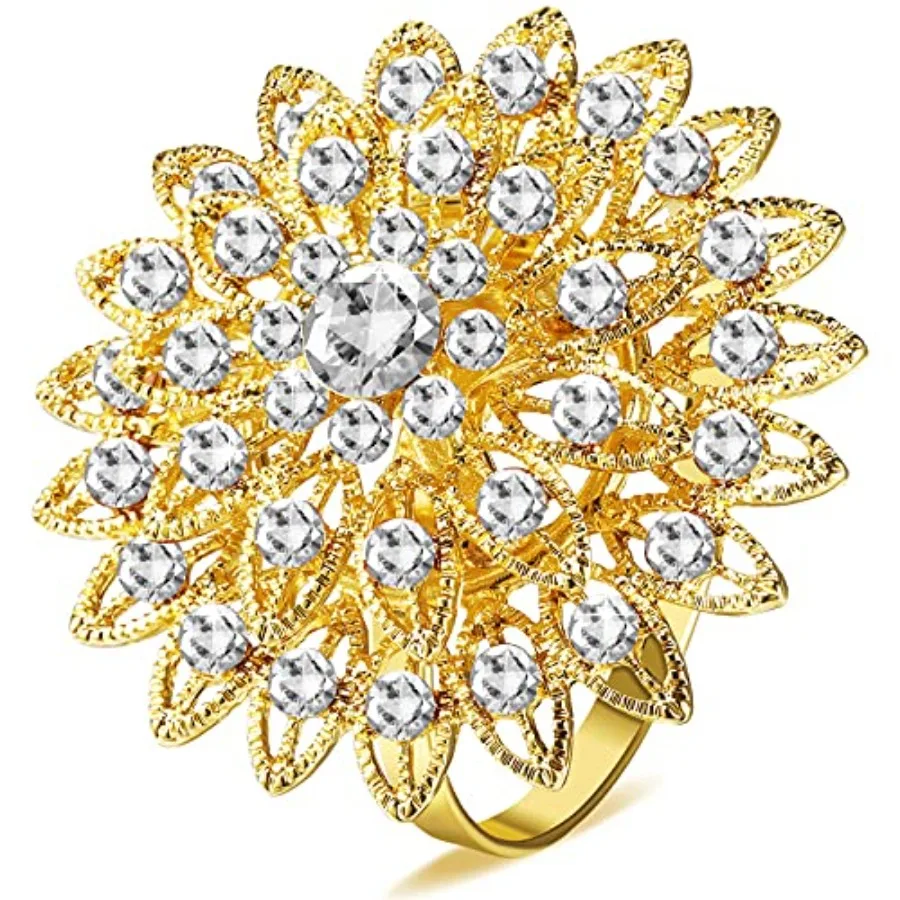 

Набор золотых кольц для салфеток с цветочным узором, из сплава, с кристаллами и стразами, блестящие, для праздников, свадеб и девичников