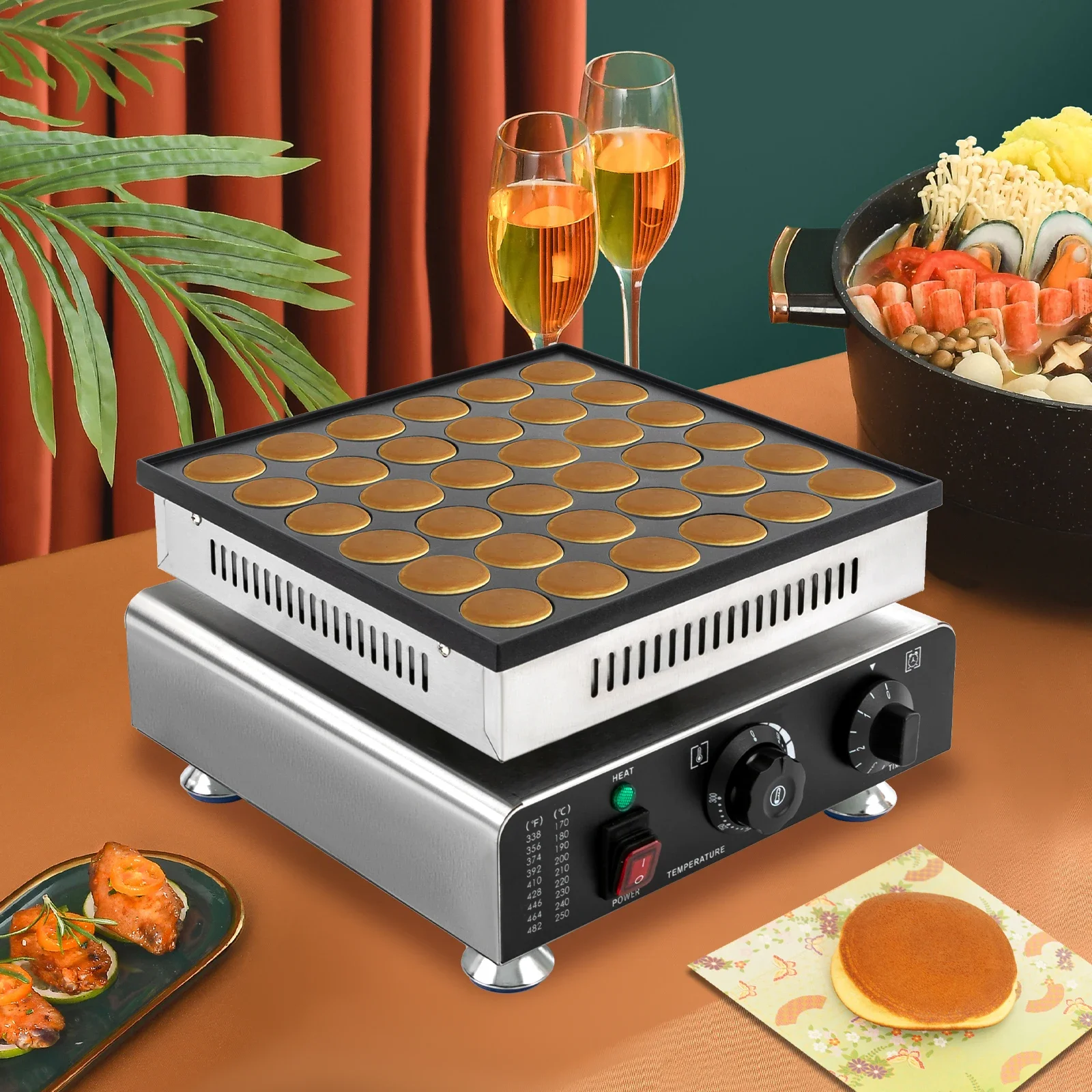 900W Mini Pancake Maker, 36-Hole Pancake Machine, Electric Waffle Machine