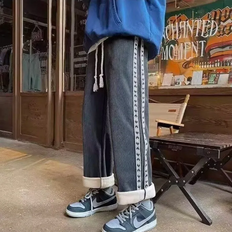 

Male Sports Pants Corduroy Trousers Y2k Autumn Winter Trend Retro Clearance Sale Elegant Essential Straight Men's Sweatpants