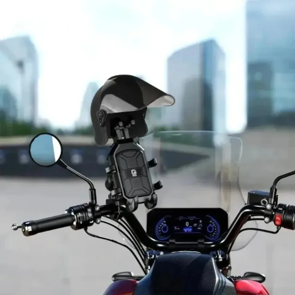 Suporte de Celular para Capacete de Moto com Quebra-Sol e Proteção Impermeável contra Chuva