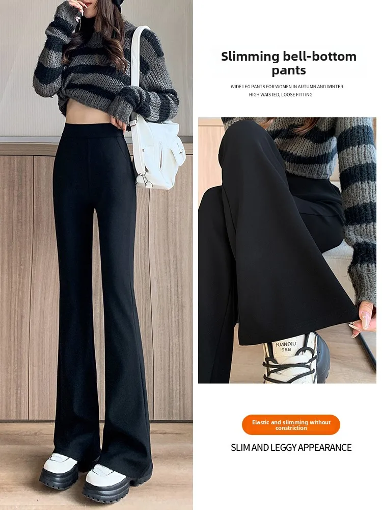 

High Waist Flared arkskin Pants Women's Fitn Yoga Trousers Spring New Sle Long Leggings Nylon Spandex Blend