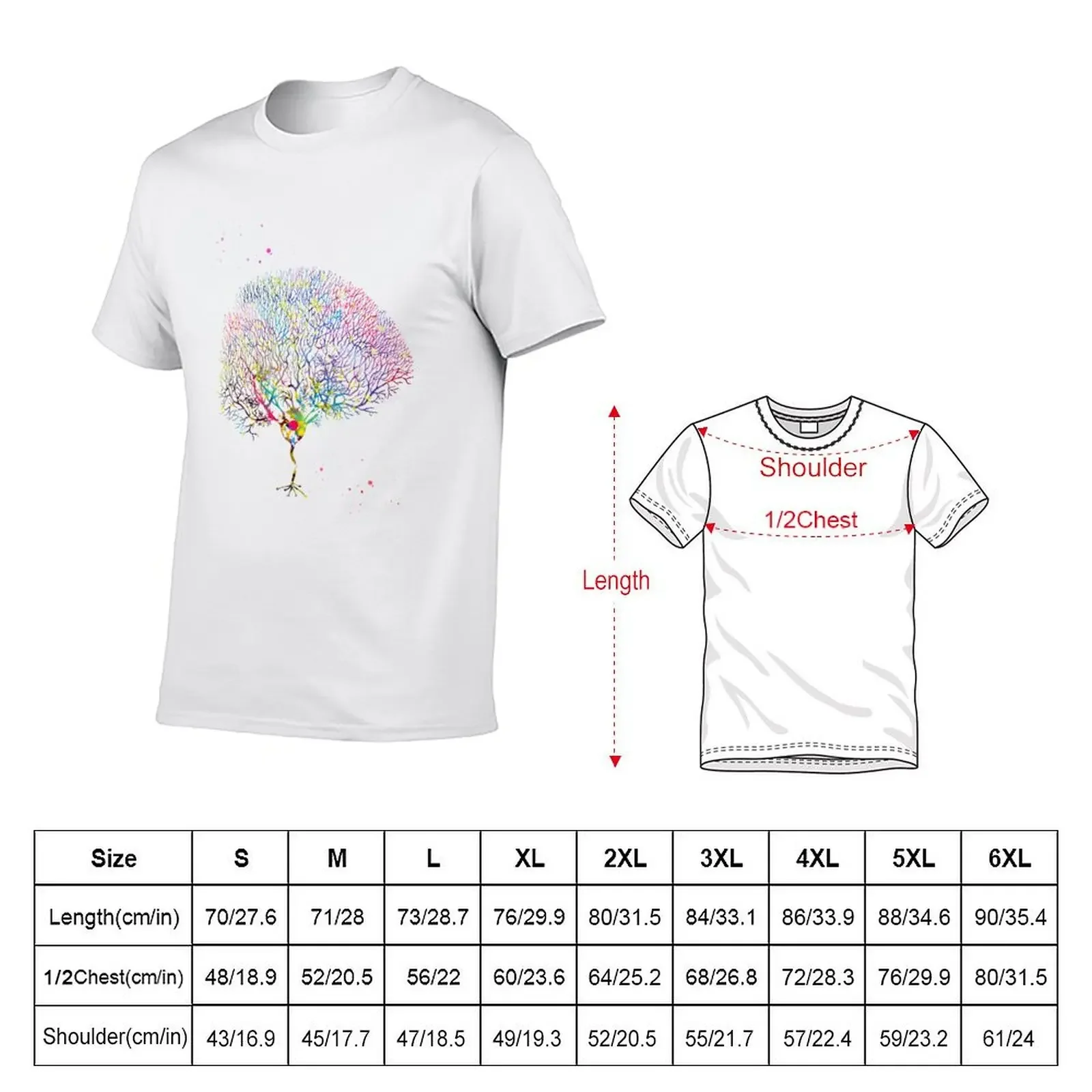 Purkinje Neuron, Watercolor Art T-Shirt summer clothes new edition sublime mens workout shirts