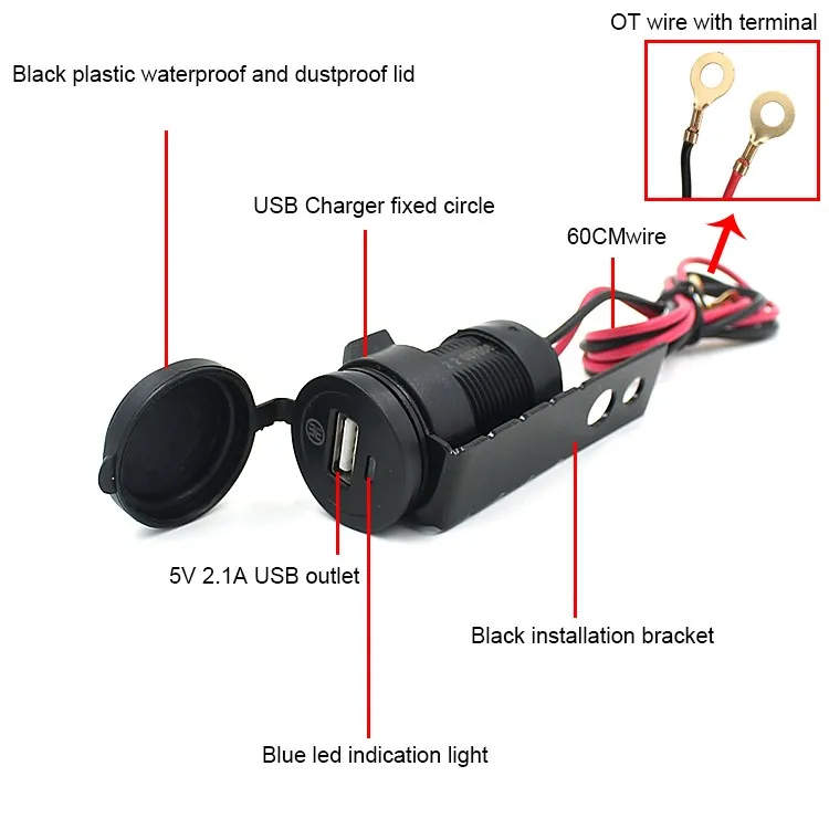 อะแดปเตอร์พลาสติก DC 12V สำหรับเปลี่ยนโทรศัพท์อะแดปเตอร์รถจักรยานยนต์