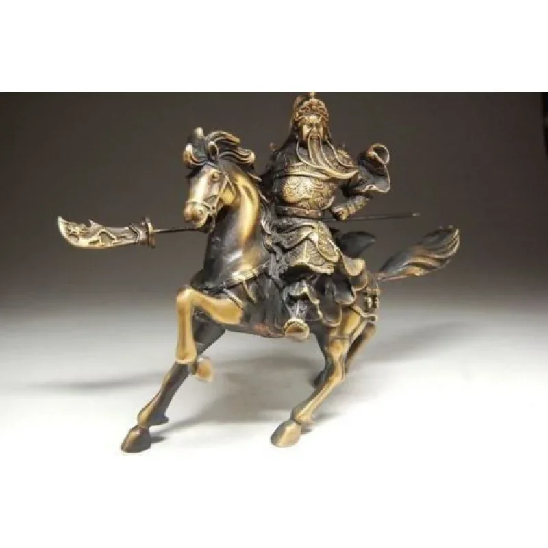 

antique excellent Ethnic Tribal Dynasty Bronze Statue Guan Gong Horse