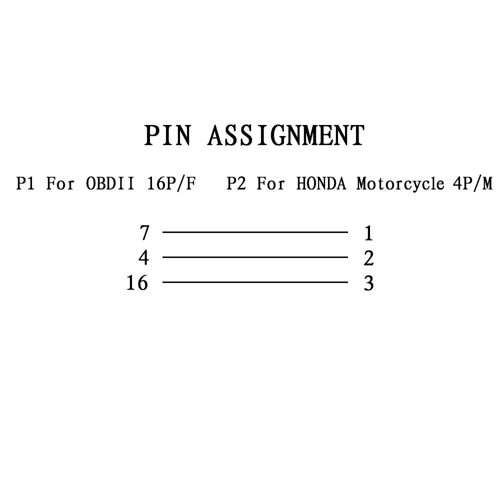 OBD 16pin for Honda 4Pin EFI Motorcycle Convertor Cable OBD2 16 PIN Female to Male 4 PIN Adapter Motor Extension Cord Test Plug