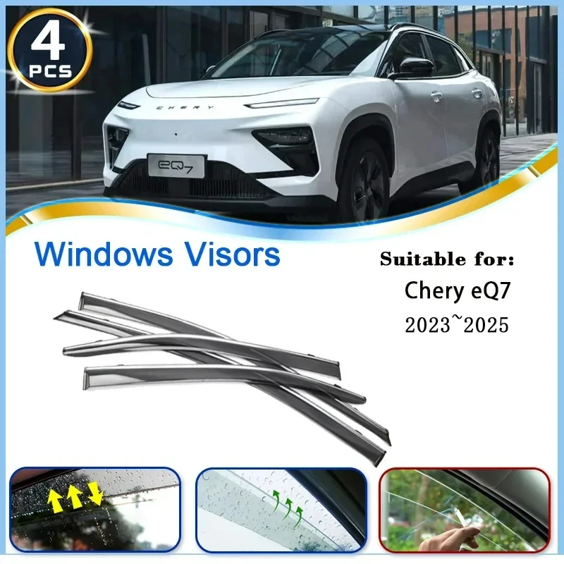 

For Chery eQ7 2023 2024 2025 Car Window Visors Waterproof Wind Rain Visors Deflector Shades Awning Shelter Tent Auto Accessories