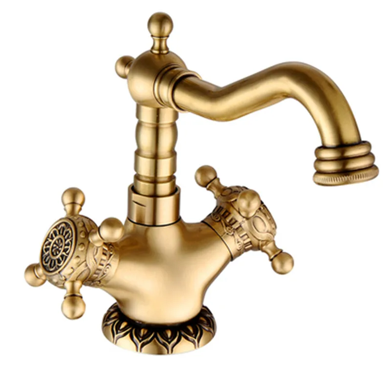 Tuqiu  antique brass bathroom faucet  carved Deck mounted Bathroom basin faucet sink Faucet Water Mixer Tap kitchen faucet