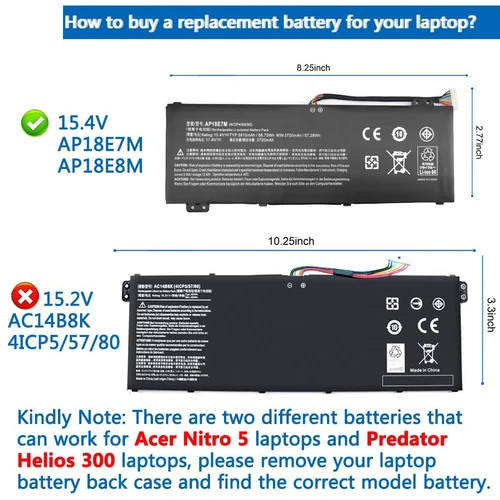 Imagen 2 del producto Batería AP18E7M AP18E8M para Acer Nitro 5, AN515-54, AN517-51, AN515-55, AN515-44, AN515-43, AN715-51, PH315-52