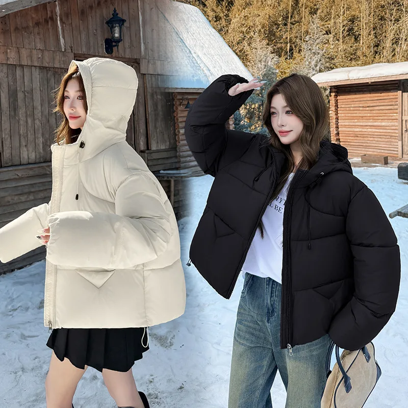 PinkyIsBlack 2025 New Short Parkas Women Warm Winter Hooded Down Cotton Jacket Elegant Women Clothes Winter Puffer Jacket Coat