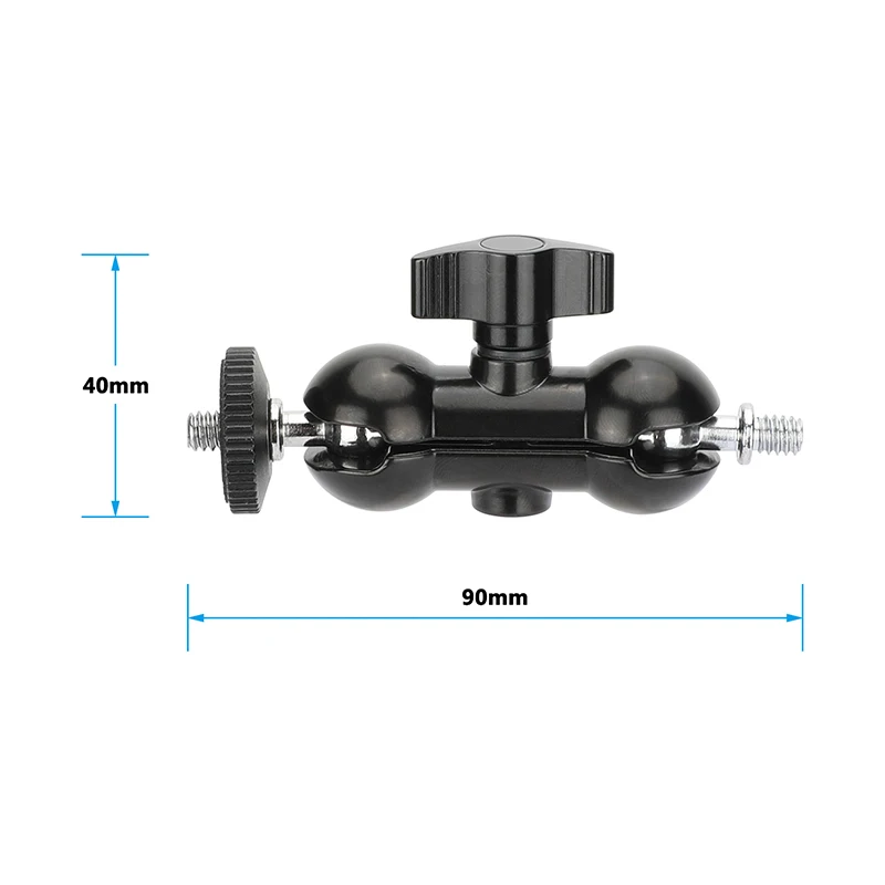 HDRIG Mini Ball Head With 1/4 Stud Double Ball Joint Head Extension Arm Magic Camera Arm For Dslr Minotor Light Accessories