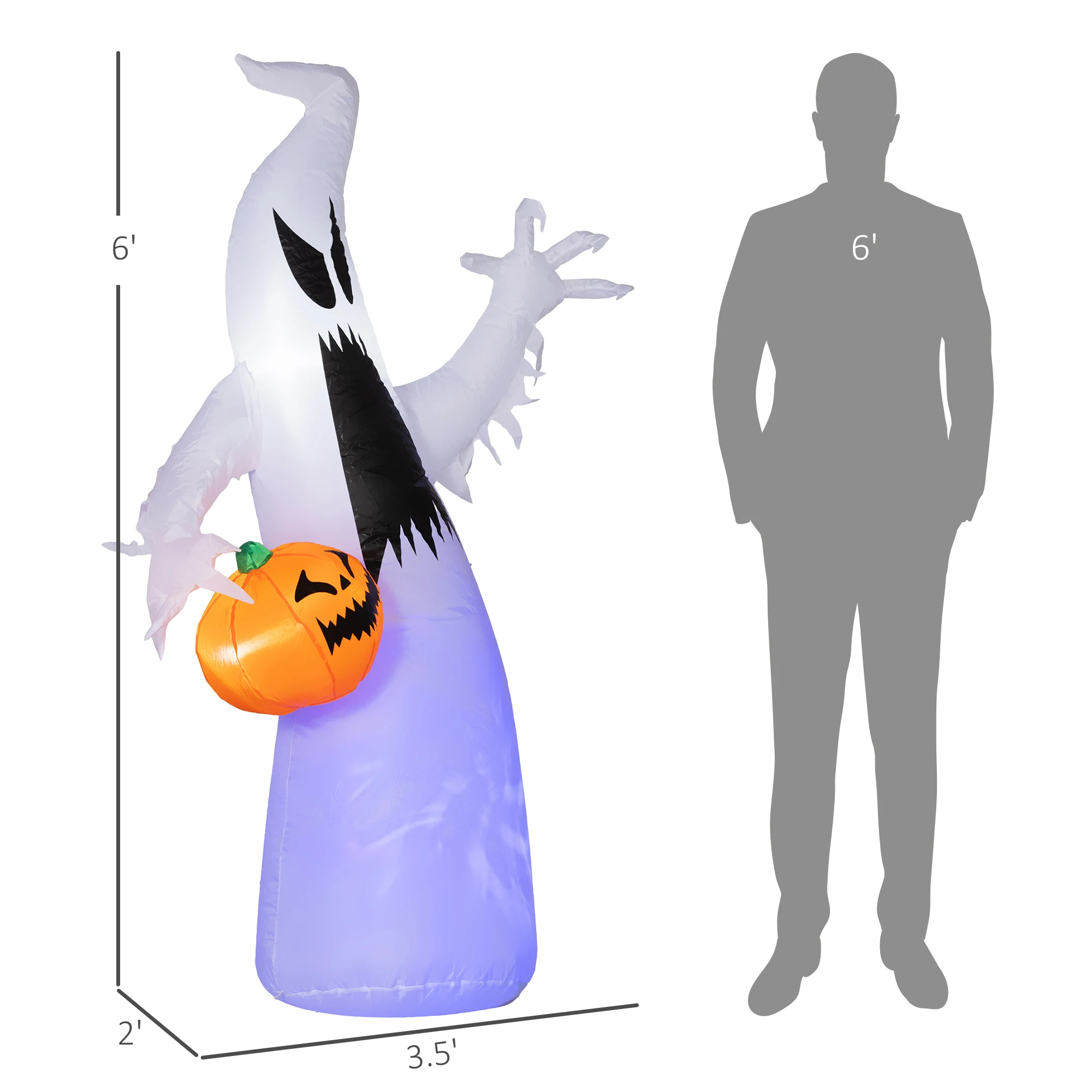 5.9' Light up Ghost Inflatable Outdoor Halloween Yard Decoration W/ Led Lights