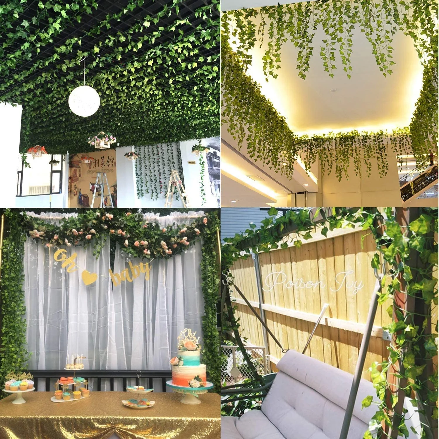 12PCS 78Ft Artificial Ivy Garland Fake Vines Greenery Leaves Fake Plants Hanging Vines for Home Bedroom Party Garden Wall Decor