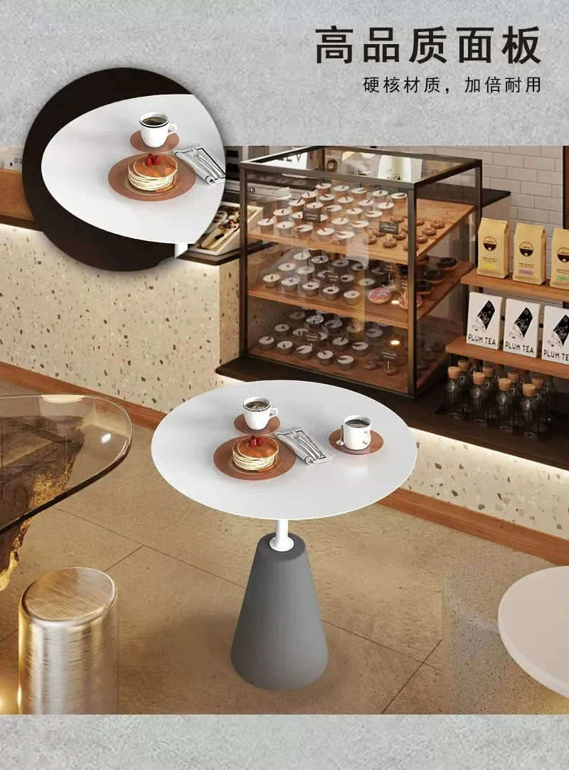 Industrial wind cement conical milk tea small round table balcony side few stainless steel coffee table small apartment