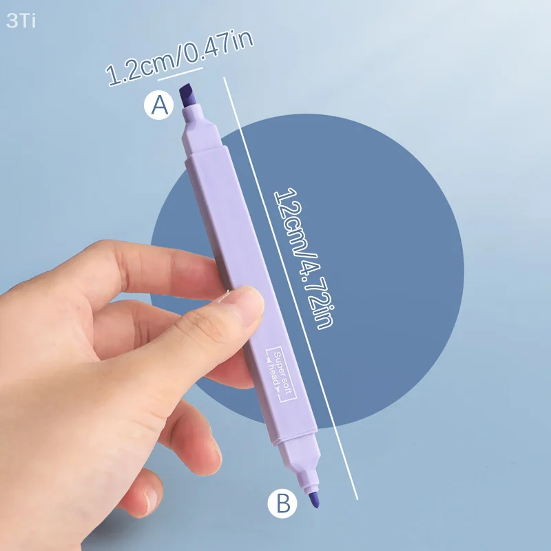 12Pcs 형광 형광펜 단일/이중 향하고 파스텔 Kawaii 컬러 마커 펜 학교 사무용품 편지지