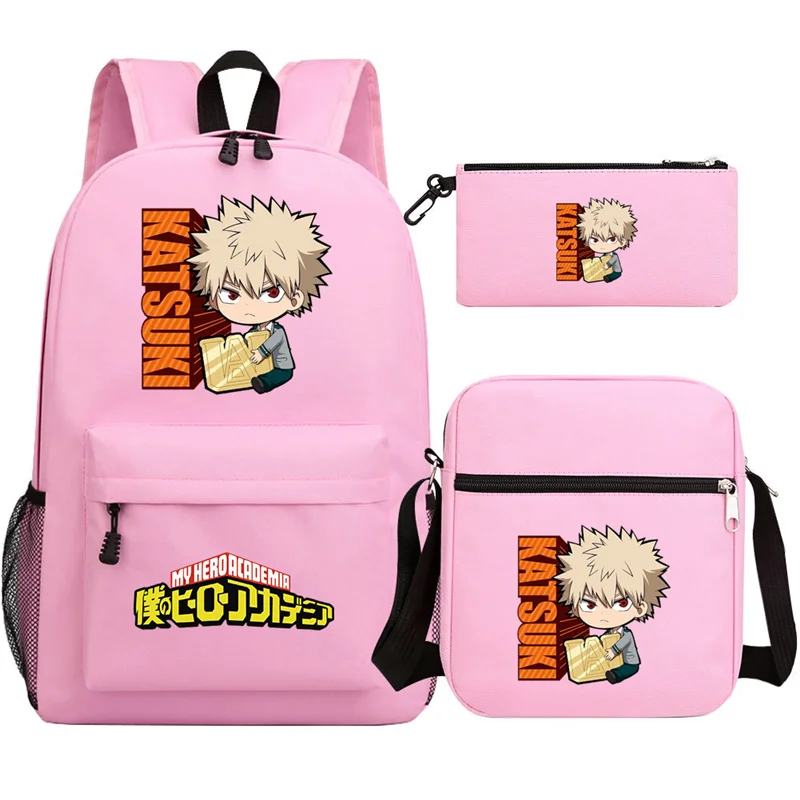 

3pcs/set Deku Backpack Cute My Hero Academia School Bag for Boys Girls MHA Shoulder Bag Pencil Case