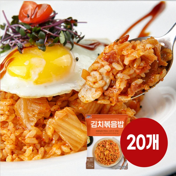 أرز تنديم كوري كيمتشي المقلي 20 زوجًا من الروبيان النباتي لحم الخنزير