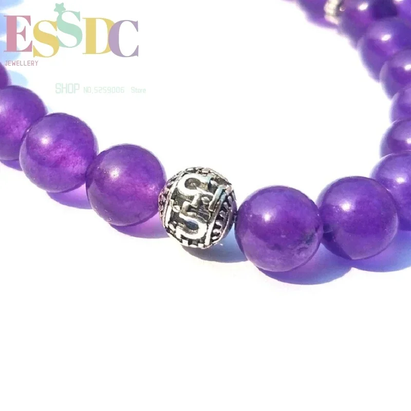 New Products 8mm Natural Violet Crystal 108 Mala  or Necklace with OM Pendant Snowflake Yoga Meditation Energy Bracelet