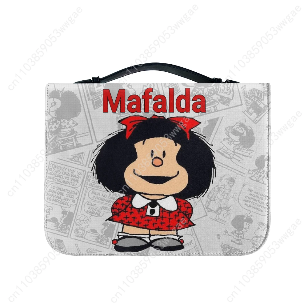 Mafalda Anime Bible Bags Christian Gifts Personalized Covers Bible Pack Waterproof Leather Bag High Quality Pockets Package Case