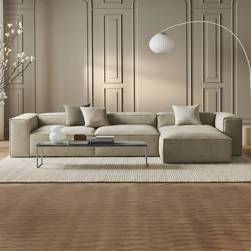 

French minimalist tofu cubes, fabric sofa, living room single armrest, corner double-sided green corduroy