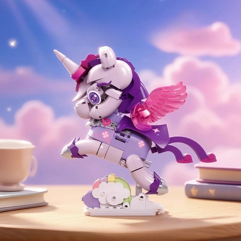 حالمة يونيكورن اللبنات Kawaii الجسيمات الصغيرة للأطفال تجميع لعبة نموذج معماري سطح المكتب هدية مزخرفة #1