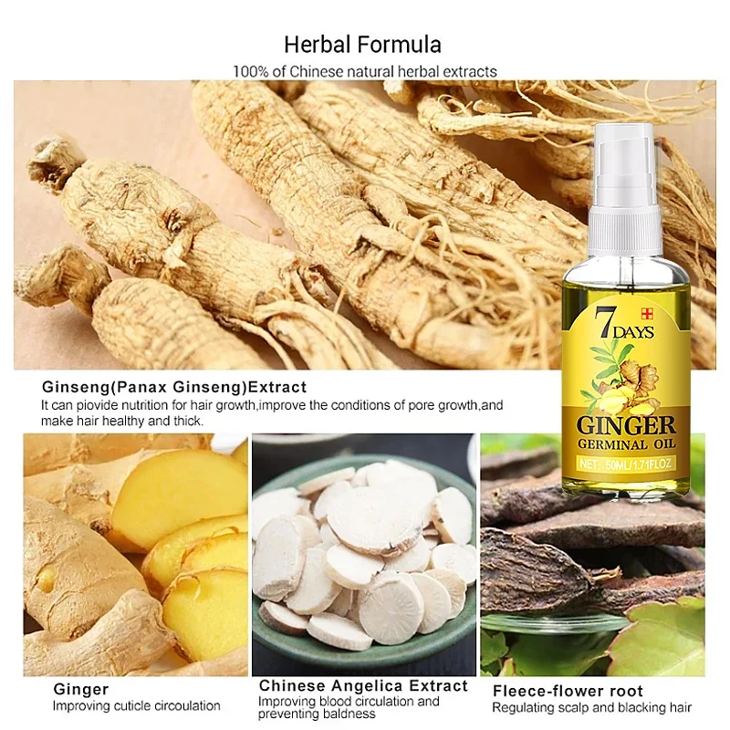 Ginger Growth Hair Oil Treatment Anti Hair Loss Scalp Treatment Serum Products Beauty Health Hair Growth Products