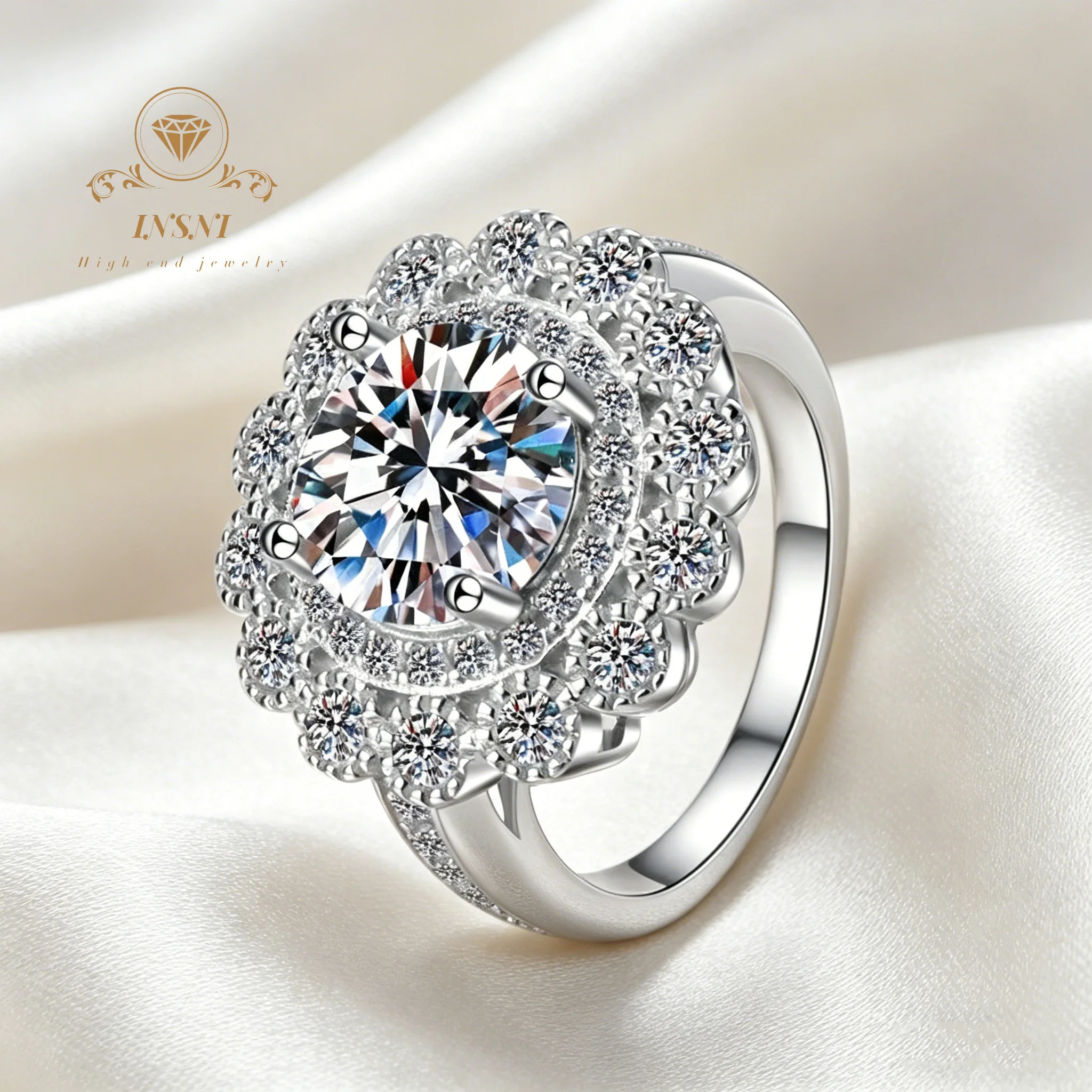 

S925 Silver 1-3CT Round Cut Moissanite Ring Wedding Band Daily Wear No Allergy Materials No Fading Ladies Gift for women