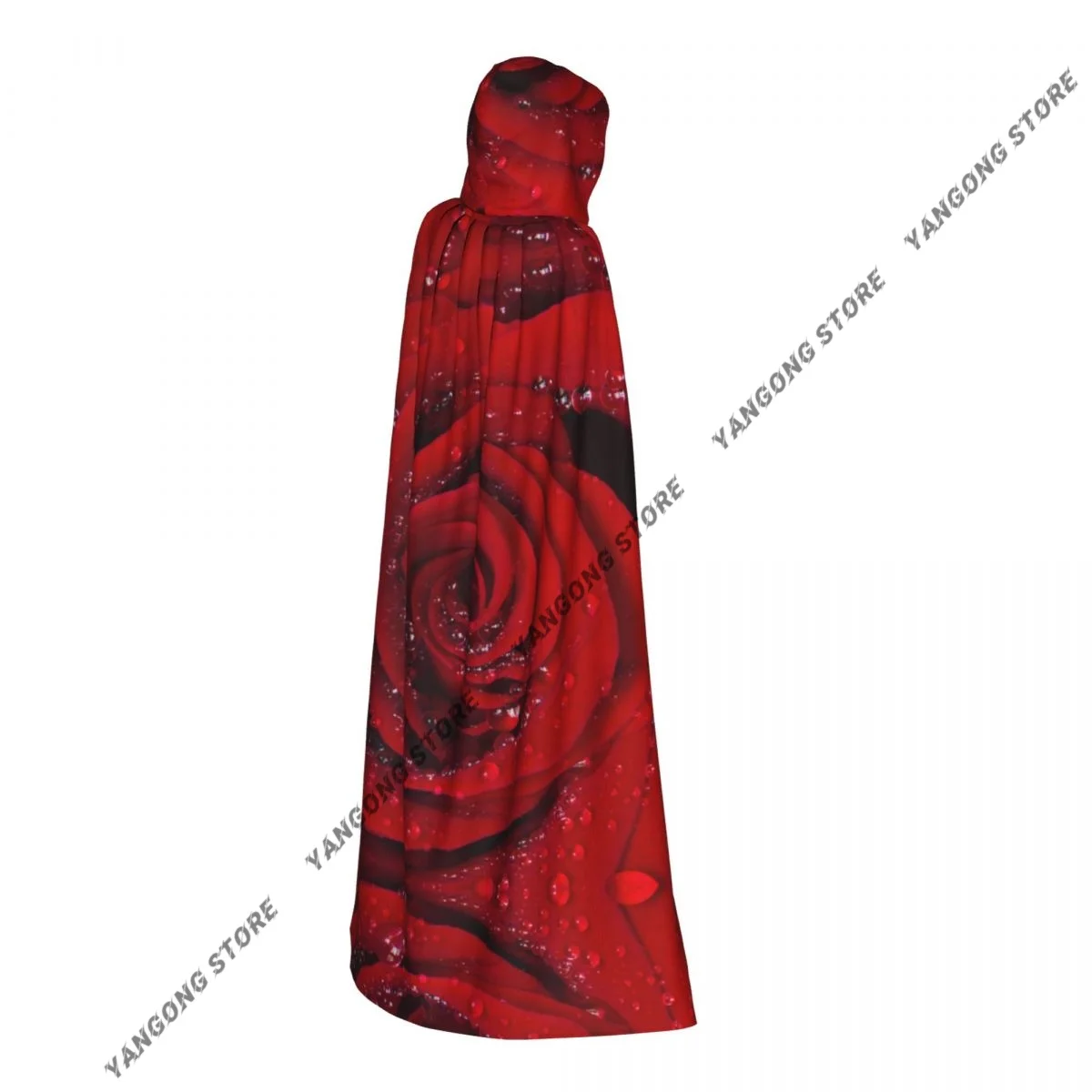 

Witch Cloak Red Rose Petals With Rain Drops Halloween Cosplay Costume Unisex Adult Cloak Retro Ages Cape