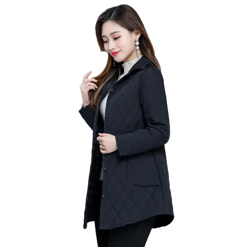 Autumn Winter Warm Thin Quilted Jacket Long-sleeved Jacket Parkas New Middle age Women cotton-padded Coat Mother Warm Overcoat