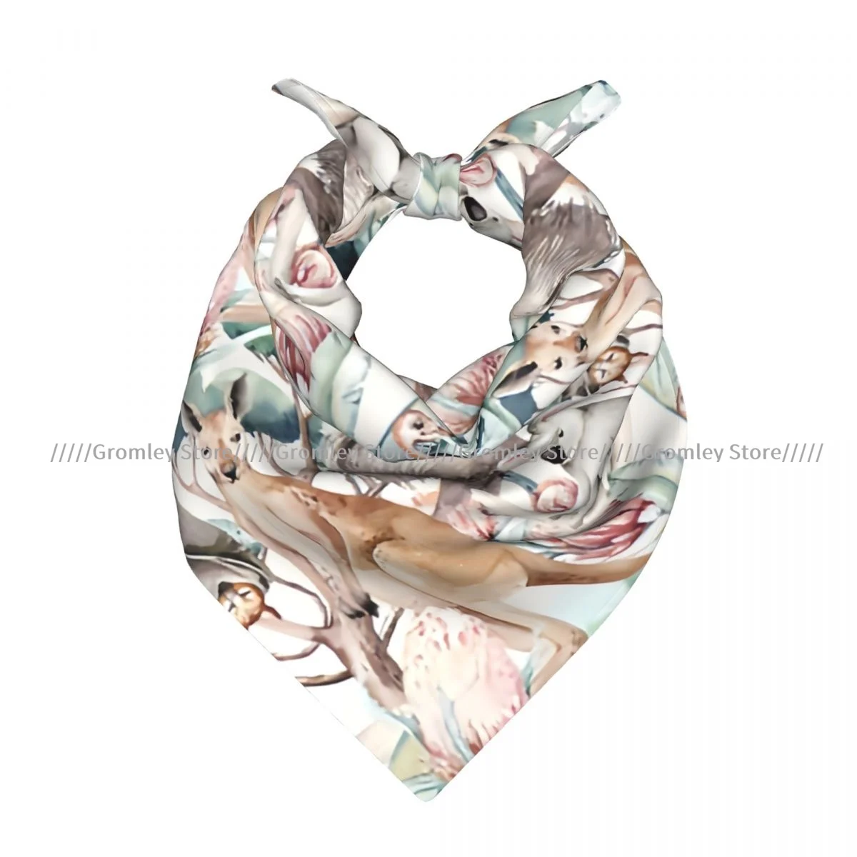 Square Scarf Women Watercolor Australian Cartoon Kangaroo Koala Pattern Bandana Headscarf