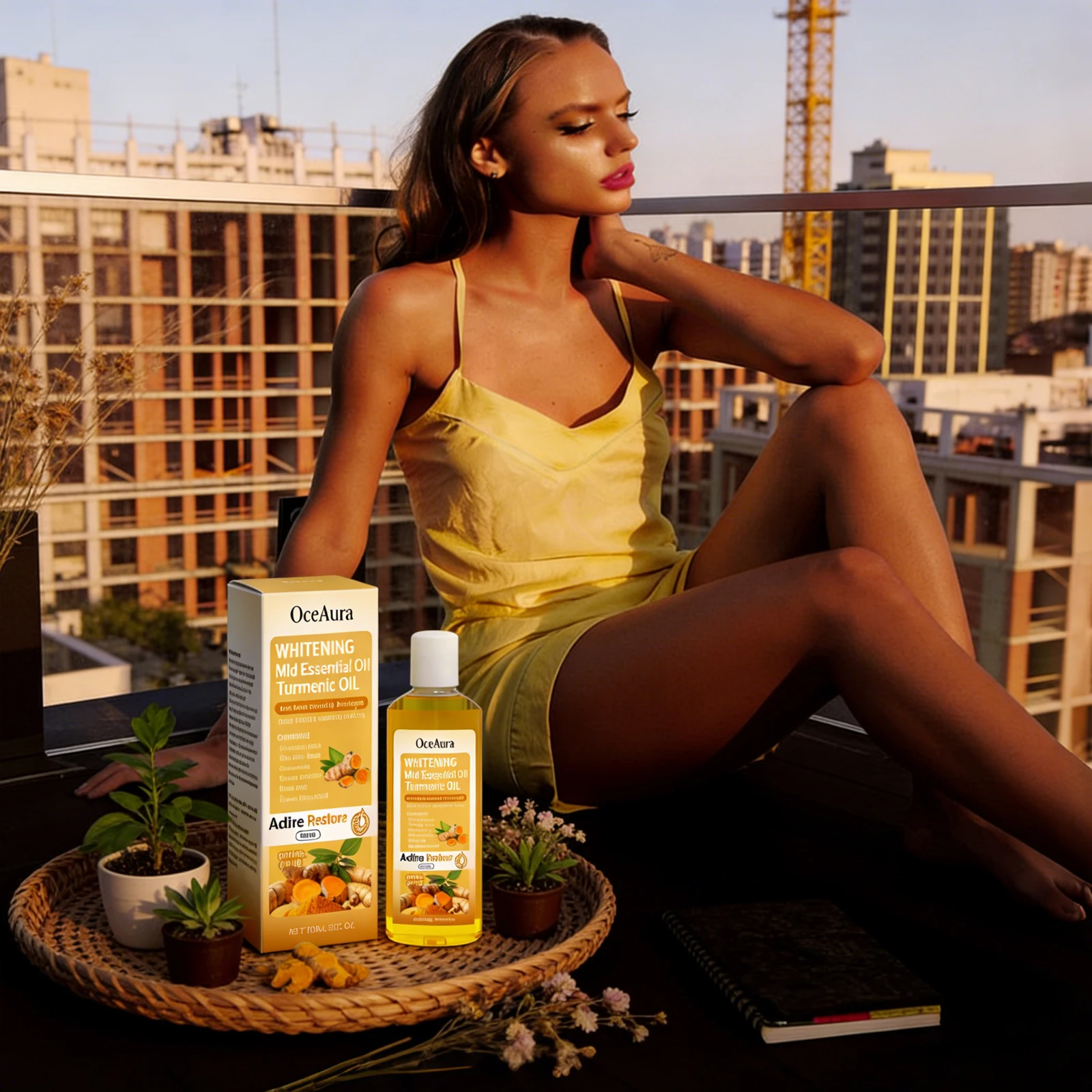 OceAura 100ml Kurkuma Körperpflegeöl Feuchtigkeitsspendendes Ganzkörper-Massageöl für Trockene Haut Feuchtigkeitspflege Hydratisierend