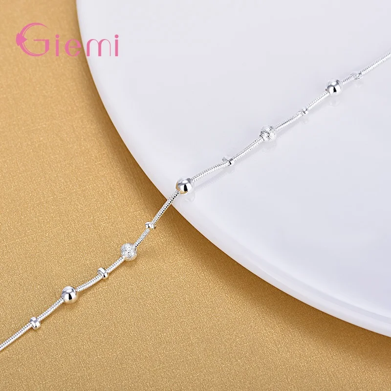 Trendy Hot Sale 925 Silver Jewelry Pretty Nice Stackable Beads Bracelet Anklet For Girls Women Fashion Bangle  Hot Sale