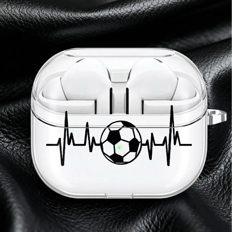 Cartoon Football Case For Samsung Galaxy Buds 4 Pro 2Pro 4Pro Live 2 3 FE 3Pro Clear Earphone Cases Cover With Hook