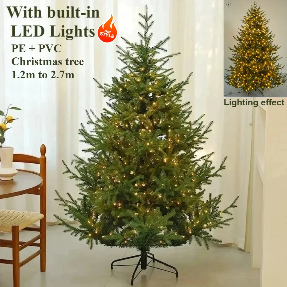 

PE&PVC Artificial Christmas Tree High grade Fir Built-in LED Lights Christmas Tree 1.2m~2.1m Christmas Family Party Decorations