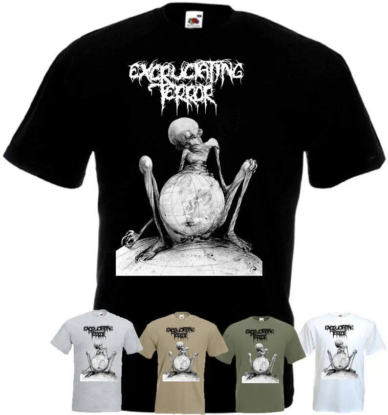 

Excruciating Terror v15 t-shirt hardcore punk olive black white all sizes S-5XL