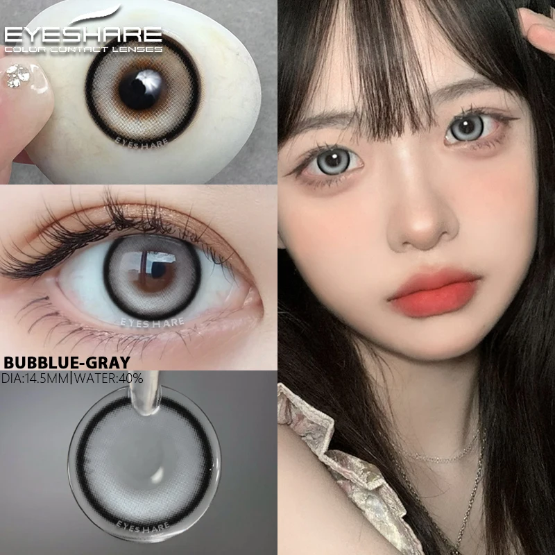 EYESHARE 1 Pair Big Eye Korean Lenses Colored Contact Lenses for Eyes Fashion Contact Lenses Yearly Blue Lenses Gray Eye Lenses