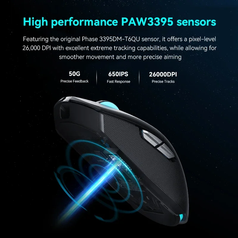 HECATE G4M Pro Wireless Gaming Mouse Tri-mode PAW3395 26000DPI Ergonomics Lightweight Low Latency  Mice Customized PC Accessory