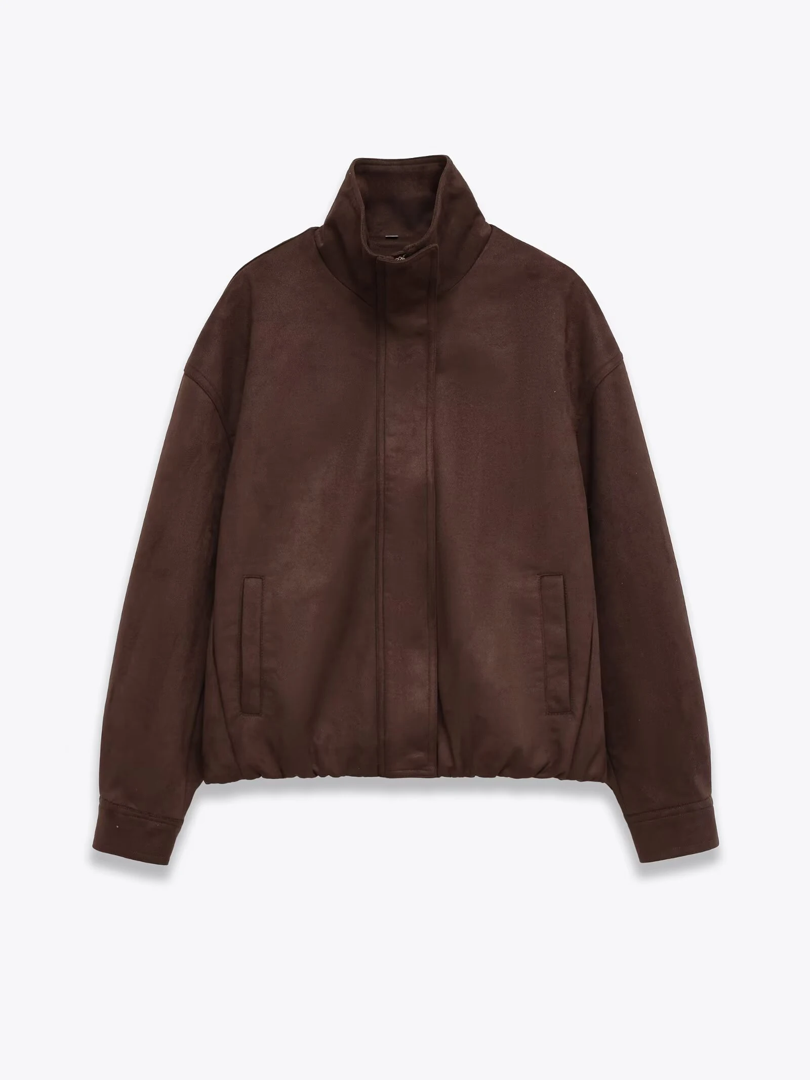 

2025 new women's clothing fashion temperament appears slim standing collar long sleeved zipper short deer fur jacket jacket