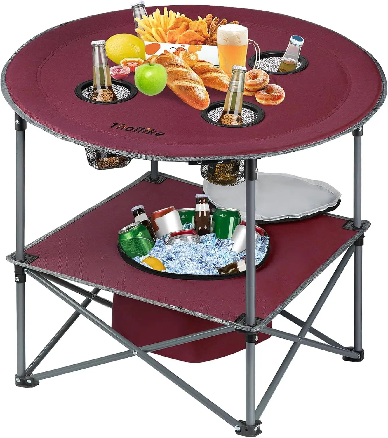 

Портативный складной походный стол с охладителем, подставками для стаканов и сумкой для переноски для пляжа, барбекю, путешествий на автодоме