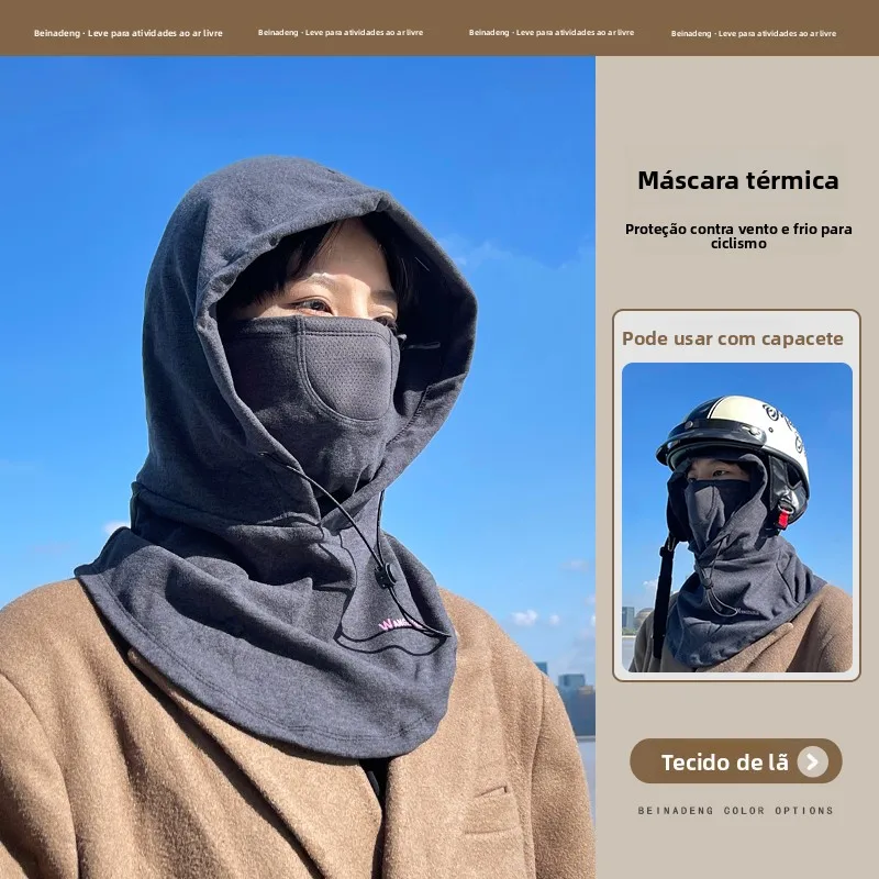 暖かい冬用オートバイヘルメットライナーハット男性用自転車乗車防風ネックウォーマーフェイスマスク電気自動車インナーケースキャップ