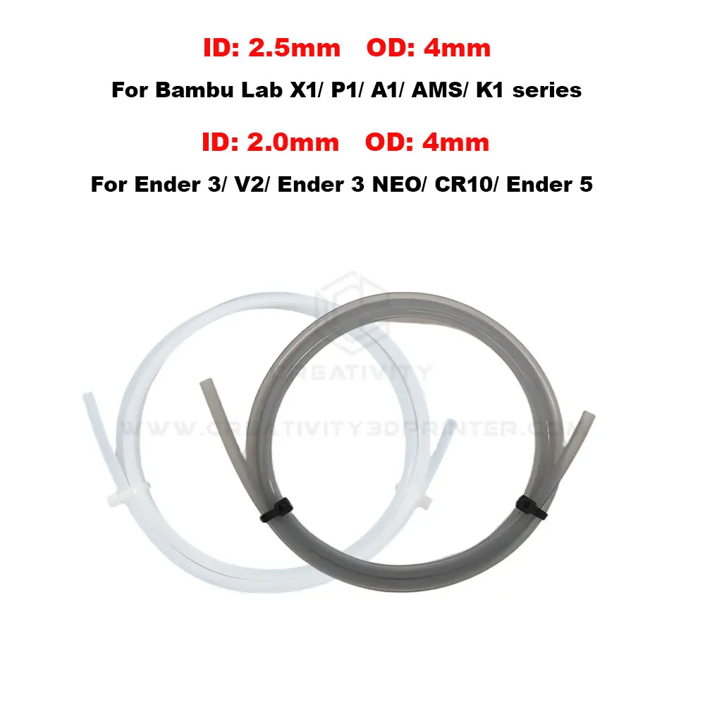 For K1C Ender3 V3 KE Bambu P1P P1S Bowden Extruder PTFE tube for J-head Hotend V5 V6 1.75mm Filament ID 2mm OD 4m PTFE ID 25