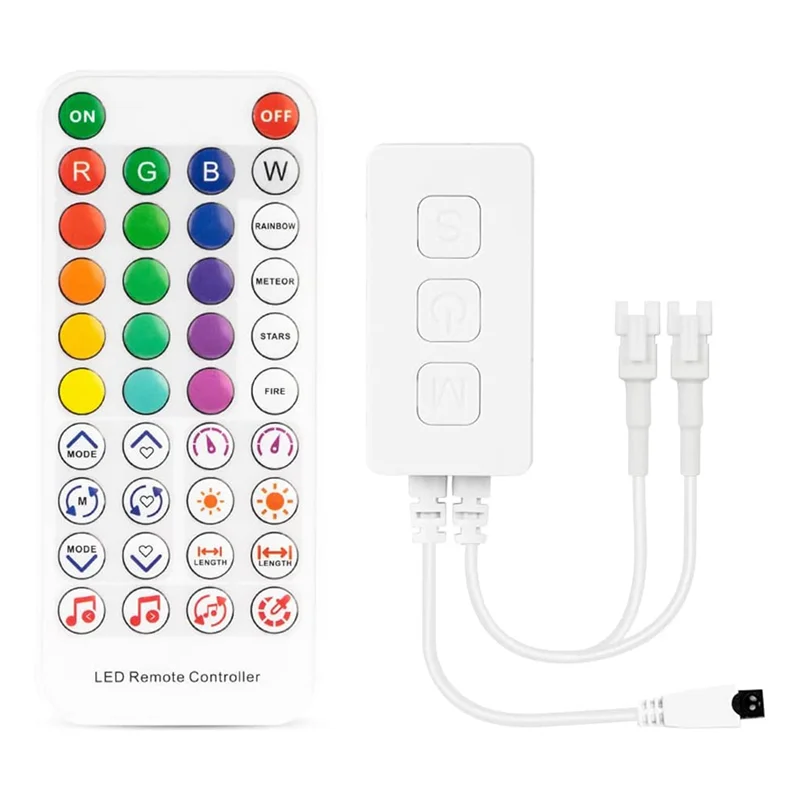 

B23B 2X SP611E WS2812B WS2811 Bluetooth Music LED Strip Controller IR38 Keys Remote APP For Addressable LED Lighting DC5V-24V