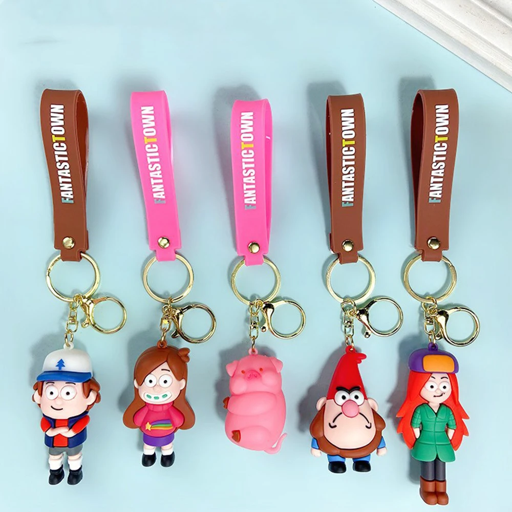 Disney Anime Gravity Falls Doll Keychain Cute Bag Charms Car Keychain Mobile Phone Pendant Doll Machine Toy Christmas Gifts