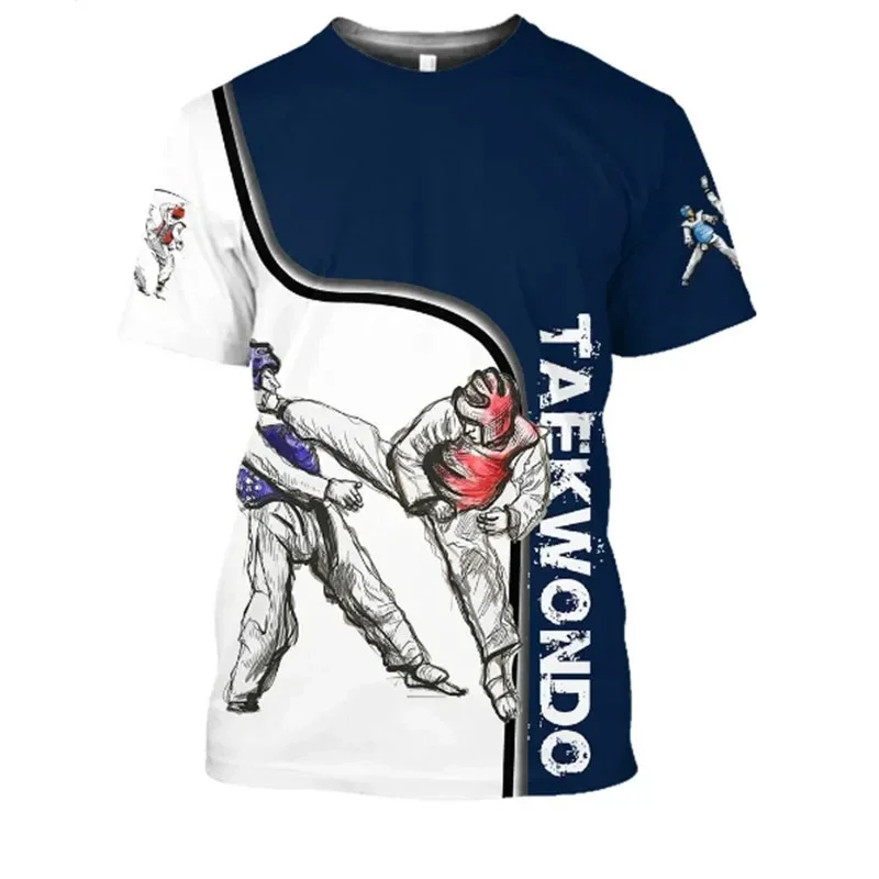 3D Taekwondo Judo Print T-Shirt Men\'S Fashion Sports Short Sleeve Men\'S Summer Gym Clothing Harajuku T-Shirt Cool Top Casual