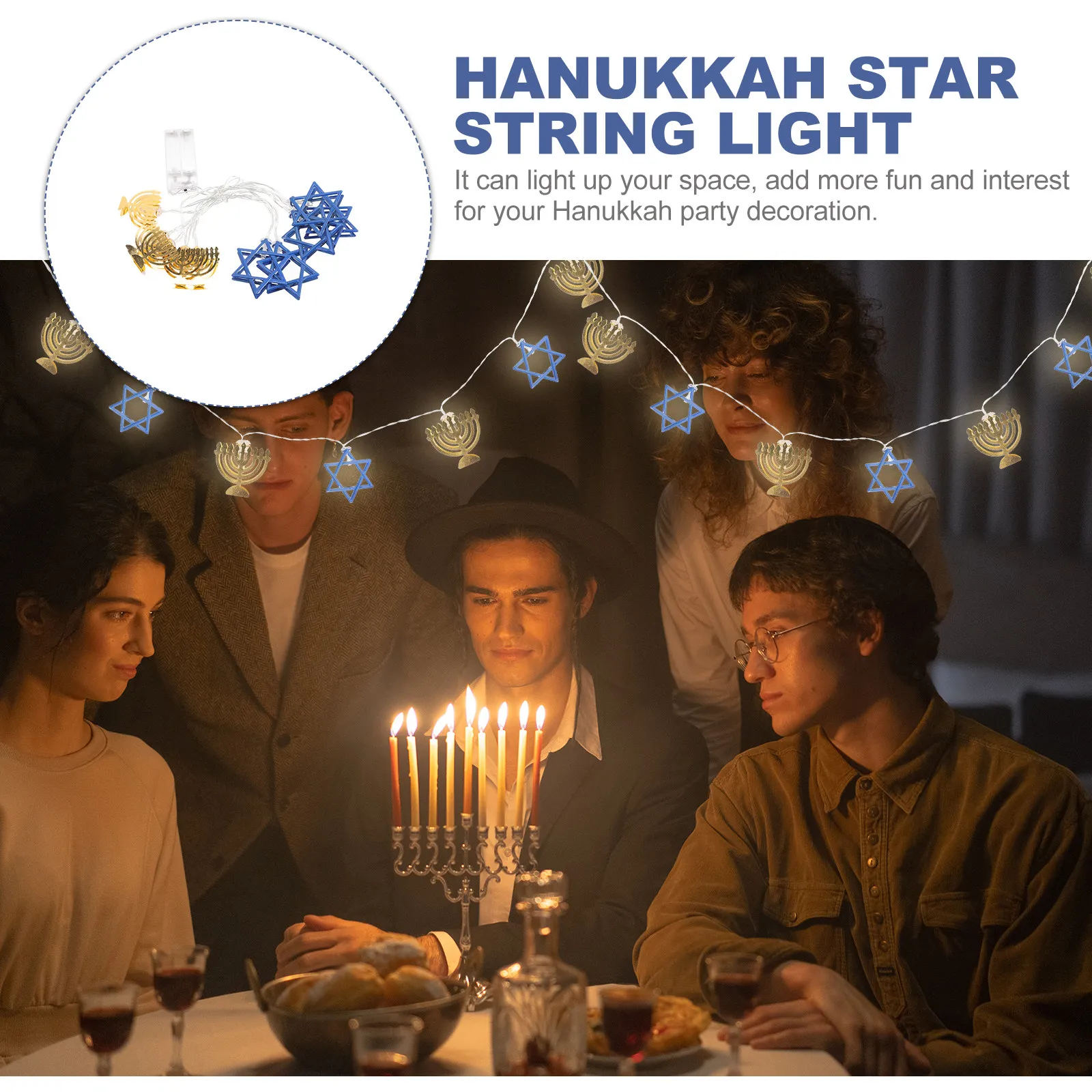 

Светодиодная гирлянда-звезда для Хануки, разноцветная, для украшения вечеринки в честь Хануки, персонализированная светодиодная табличка с именем