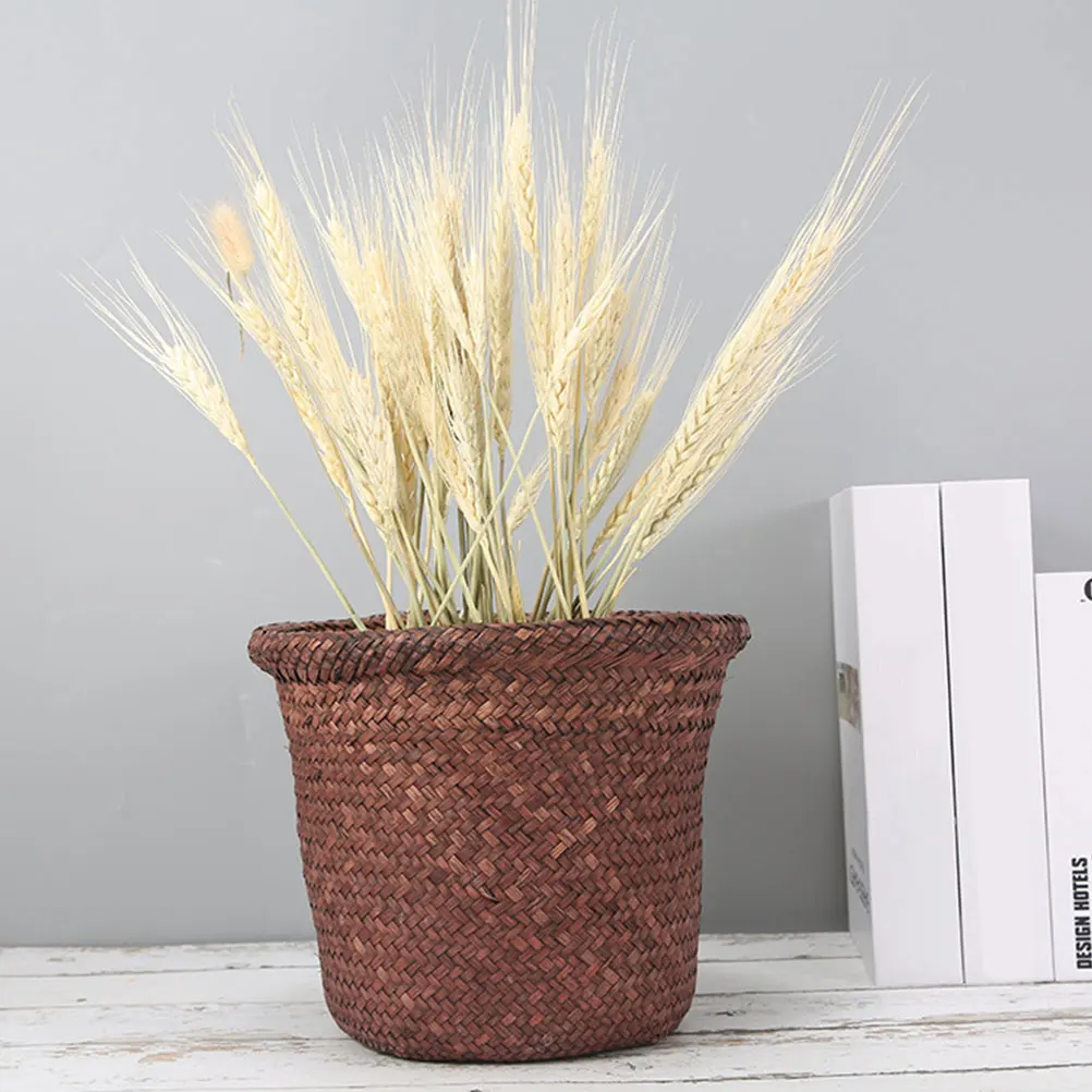 

Seagrass Woven Basket Multipurpose Desktop Storage Organizer Storage Basket Decorative Bin for Bathroom Bedroom