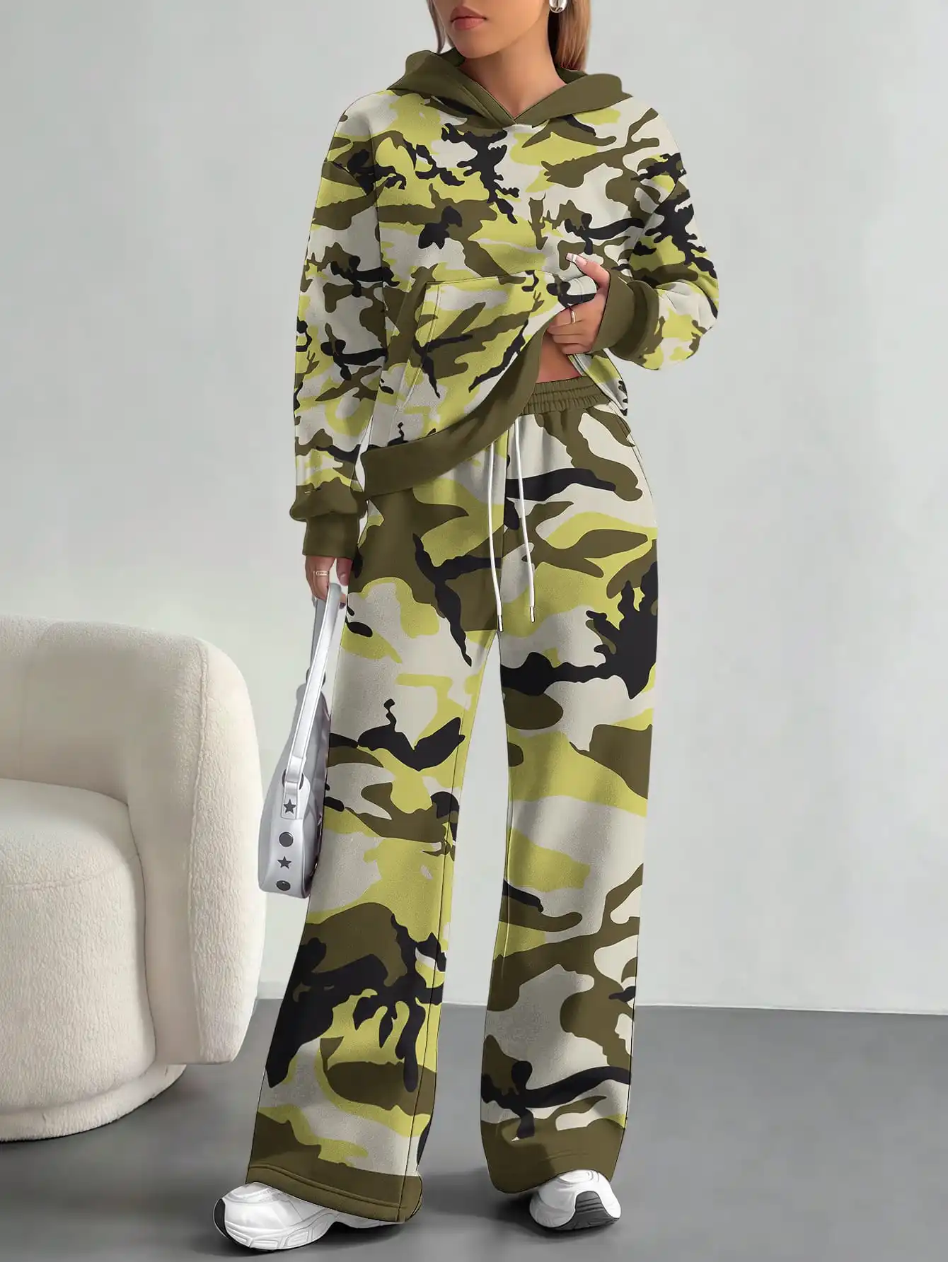 

2025 new blue camouflage sports style foreign trade comfortable fashion leisure outdoor European and American women's suit