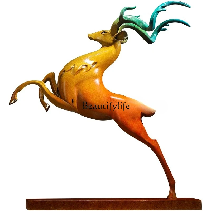 

Rongfu Color Bronze Deer Ornament One Deer Gaosheng Crafts Desktop Art