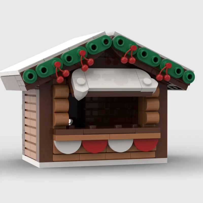 Christmas Street Scene Series Building Block 173 PCS Winter Market Stall Modular Model Brick Creative Assembly Toy Birthday Gift